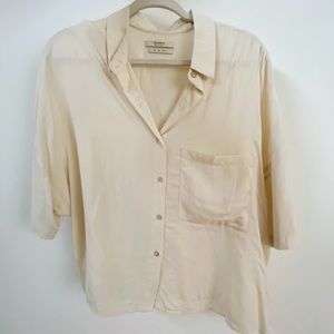 Pull&Bear Soft Off-White Button Up Top